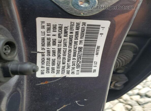 19XFC2F55GE219490 2016 HONDA CIVIC Серый Вид подкапотного пространства