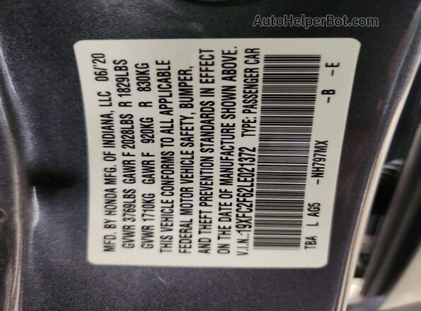19XFC2F62LE021372 2020 HONDA CIVIC Gray Engine compartment view