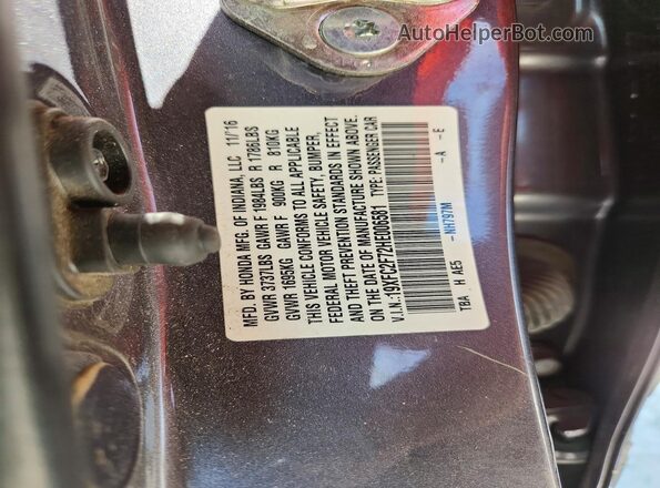 19XFC2F72HE006581 2017 HONDA CIVIC Gray Engine compartment view