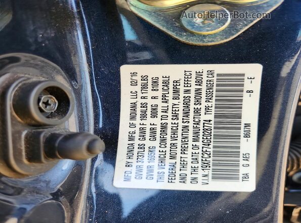 19XFC2F74GE028774 2016 HONDA CIVIC Blue Engine compartment view