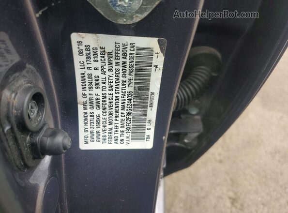 19XFC2F86GE244036 2016 HONDA CIVIC Gray Widok komory silnika