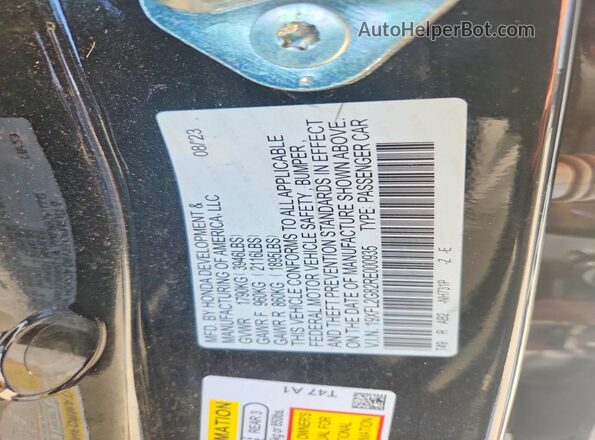 19XFL2G82RE000935 2024 HONDA CIVIC Черный Вид наклейки с VIN-кодом