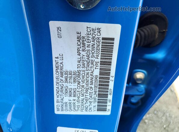 19XFL2H81SE035969 2025 HONDA CIVIC Синий Вид подкапотного пространства