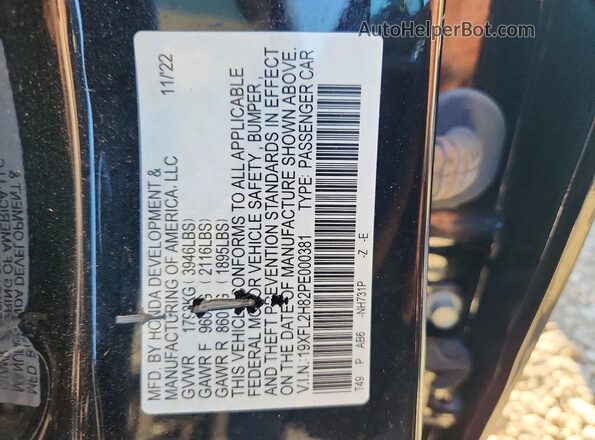 19XFL2H82PE000381 2023 HONDA CIVIC Black Engine compartment view
