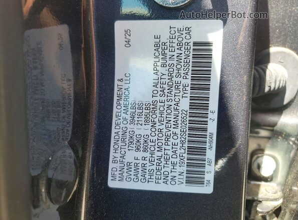 19XFL2H82SE026522 2025 HONDA CIVIC Black VIN კოდის სტიკერის ხედი