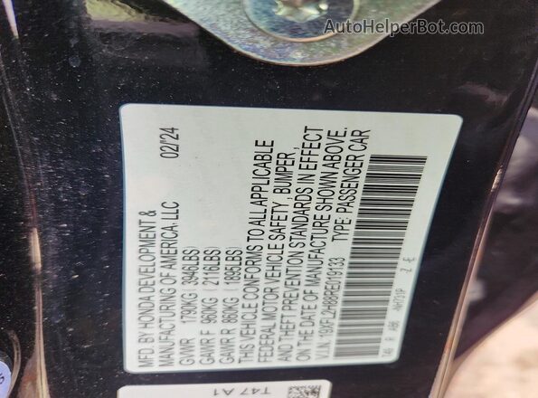 19XFL2H88RE019133 2024 HONDA CIVIC Black ძრავის განყოფილების ხედი