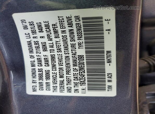 19XZE4F52ME001098 2021 HONDA INSIGHT Gray Vista del compartimento del motor