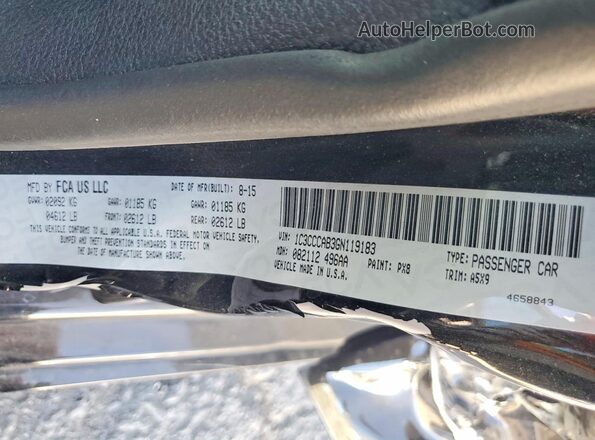 1C3CCCAB3GN119183 2016 CHRYSLER 200 Black Вид наклейки з VIN-кодом