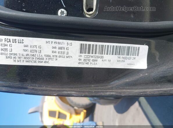 1C3CDFAA7GD564389 2016 DODGE DART Black Вид підкапотного простору