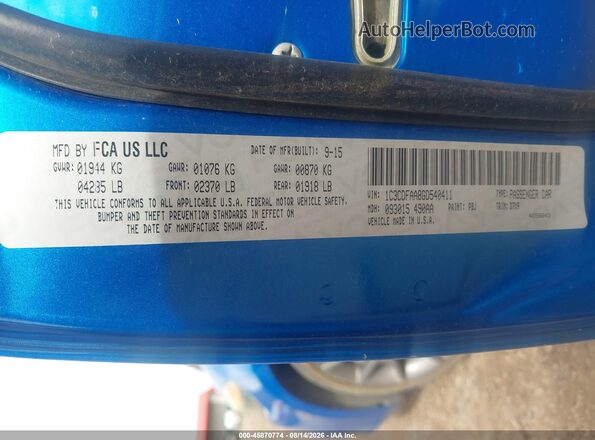 1C3CDFAA8GD540411 2016 DODGE DART Blue ძრავის განყოფილების ხედი