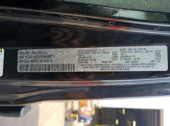 1C4HJXDG2MW636311 2021 JEEP WRANGLER Black Engine compartment view