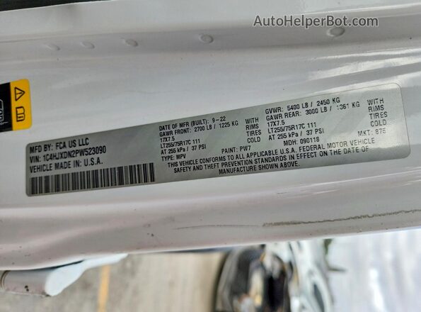 1C4HJXDN2PW523090 2023 JEEP WRANGLER White Widok wnętrza 360 stopni