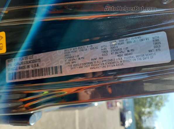 1C4HJXEG9LW320773 2020 JEEP WRANGLER Black VIN sticker view