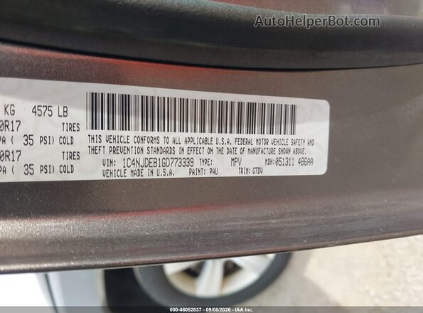 1C4NJDEB1GD773339 2016 JEEP COMPASS Серый Вид подкапотного пространства