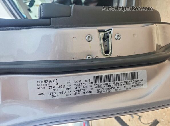 1C4PJLLB0LD605496 2020 JEEP CHEROKEE Gray VIN կոդի պիտակի տեսք