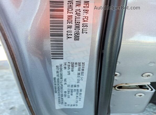 1C4PJLLBXMD195808 2021 JEEP CHEROKEE Gray Вид наклейки з VIN-кодом