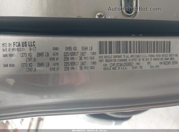 1C4PJMCB0JD528521 2018 JEEP CHEROKEE Silver Вид підкапотного простору