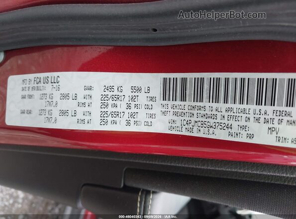 1C4PJMCB5GW375244 2016 JEEP CHEROKEE Red Vista del compartimento del motor
