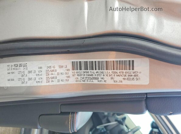 1C4PJMCS5GW289660 2016 JEEP CHEROKEE Gray VIN sticker view