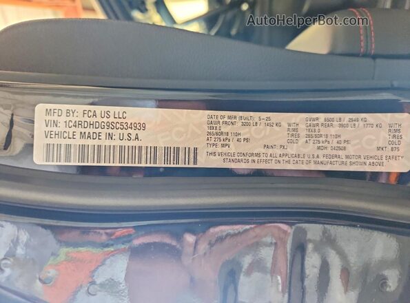 1C4RDHDG9SC534939 2025 DODGE DURANGO Черный Вид наклейки с VIN-кодом