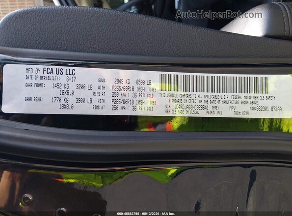 1C4RDJAG9HC928641 2017 DODGE DURANGO Black Vista del compartimento del motor