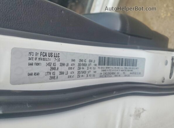 1C4RDJDG0GC485841 2016 DODGE DURANGO Белый Вид наклейки с VIN-кодом