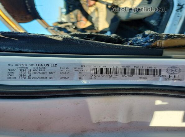 1C4RDJDG7GC440315 2016 DODGE DURANGO White Widok naklejki z numerem VIN