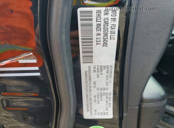 1C4RDJDG8MC643452 2021 DODGE DURANGO Black VIN sticker view