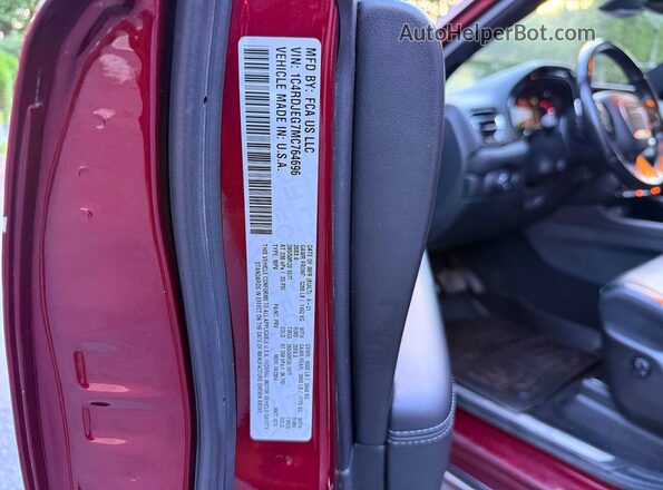 1C4RDJEG7MC764696 2021 DODGE DURANGO Burgundy Vista de los asientos traseros
