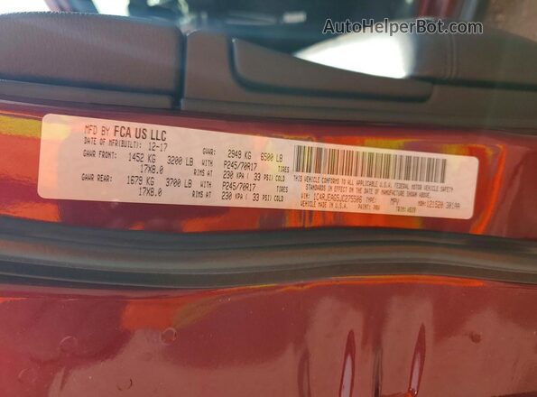 1C4RJEAG5JC275506 2018 JEEP GRAND Red Вид наклейки з VIN-кодом