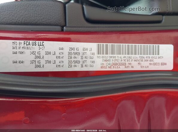 1C4RJEAG8HC826828 2017 JEEP GRAND CHEROKEE Red Вид підкапотного простору