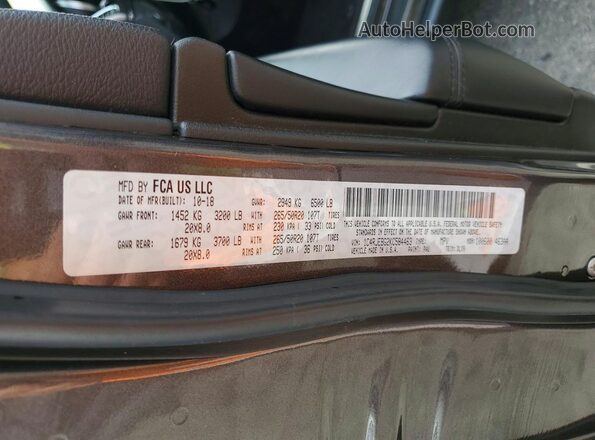 1C4RJEBG2KC584463 2019 JEEP GRAND Gray VIN sticker view