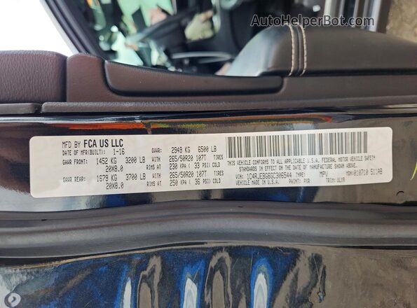 1C4RJEBG6GC306544 2016 JEEP GRAND Black Widok naklejki z numerem VIN