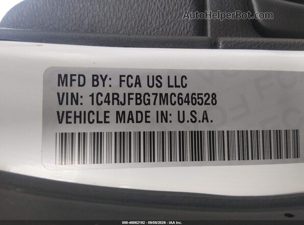1C4RJFBG7MC646528 2021 JEEP GRAND CHEROKEE Белый Вид подкапотного пространства
