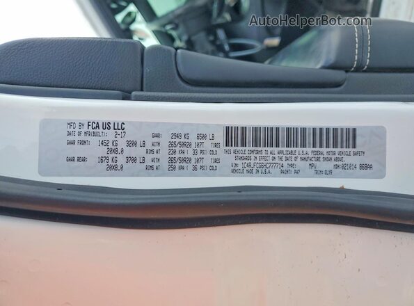 1C4RJFCG6HC777714 2017 JEEP GRAND White VIN კოდის სტიკერის ხედი