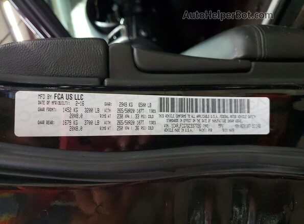 1C4RJFCG7GC337726 2016 JEEP GRAND Black VIN კოდის სტიკერის ხედი