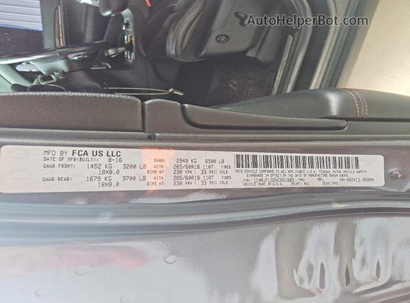 1C4RJFLG2HC651883 2017 JEEP GRAND Charcoal Vista de la etiqueta del VIN