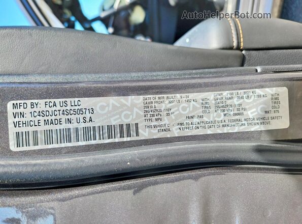 1C4SDJCT4SC505713 2025 DODGE DURANGO Gray სალონის 360-გრადუსიანი ხედი