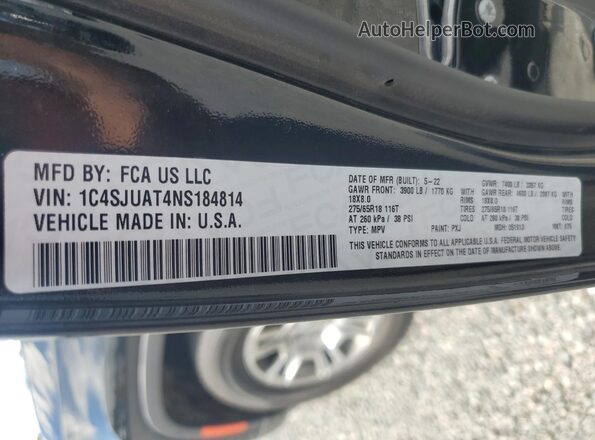 1C4SJUAT4NS184814 2022 JEEP WAGONEER Черный Вид наклейки с VIN-кодом