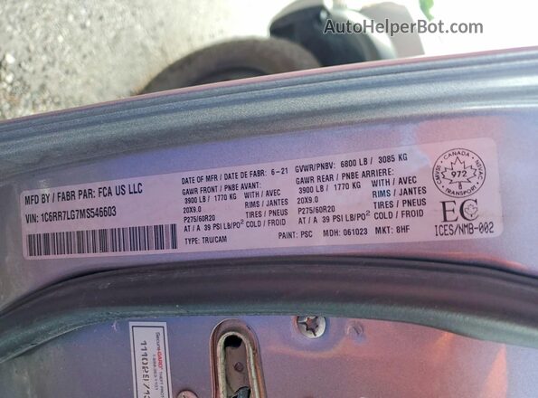1C6RR7LG7MS546603 2021 RAM 1500 Silver Vista del compartimento del motor