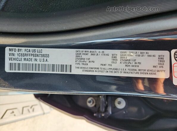 1C6SRFFP6SN738033 2025 RAM 1500 Black Engine compartment view