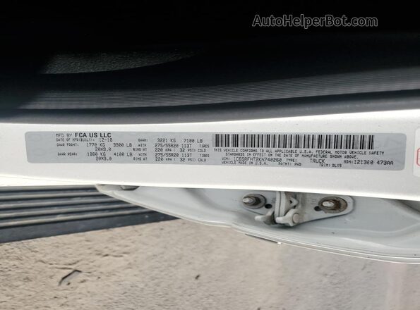 1C6SRFHT2KN740260 2019 RAM 1500 White Вид підкапотного простору