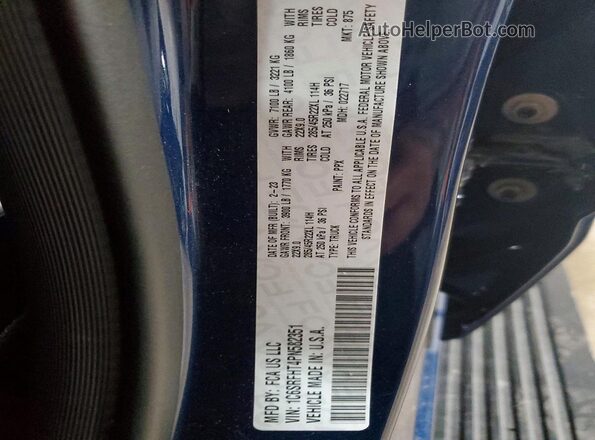 1C6SRFHT4PN582351 2023 RAM 1500 Blue VIN კოდის სტიკერის ხედი