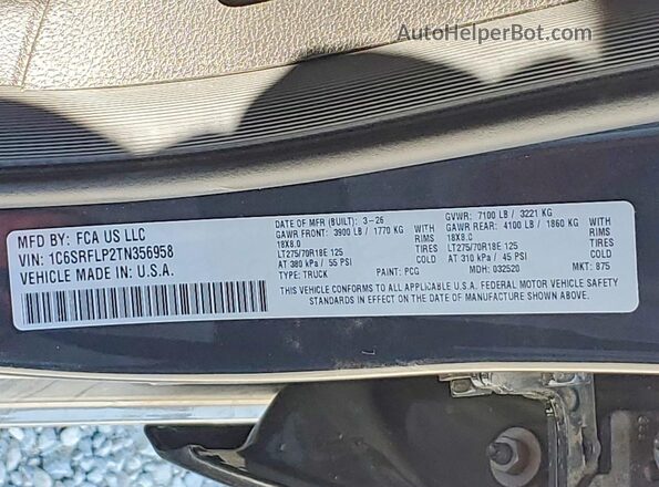 1C6SRFLP2TN356958 2026 RAM 1500 Charcoal Вид підкапотного простору