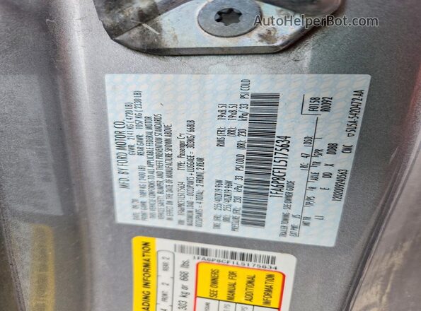 1FA6P8CF1L5175634 2020 FORD MUSTANG Серебряный Вид наклейки с VIN-кодом