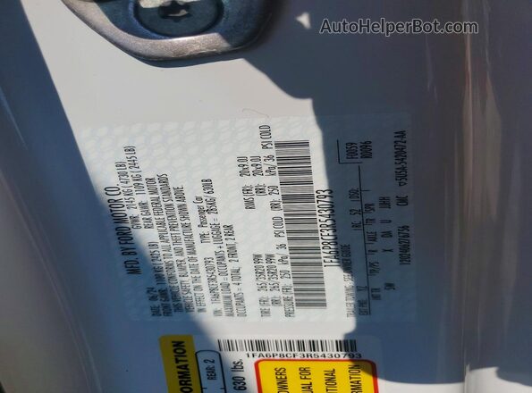 1FA6P8CF3R5430793 2024 FORD MUSTANG White Engine compartment view