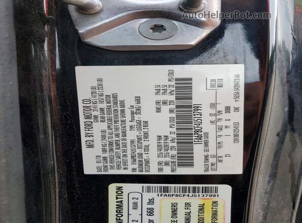 1FA6P8CF4J5137991 2018 FORD MUSTANG Black VIN կոդի պիտակի տեսք