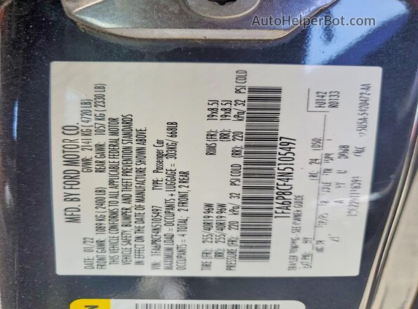 1FA6P8CF4N5105497 2022 FORD MUSTANG Charcoal Вид підкапотного простору