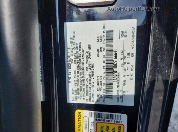 1FA6P8TH8K5166641 2019 FORD MUSTANG Black Вид підкапотного простору