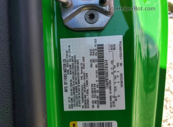 1FA6P8THXK5101614 2019 FORD MUSTANG Green Widok naklejki z numerem VIN